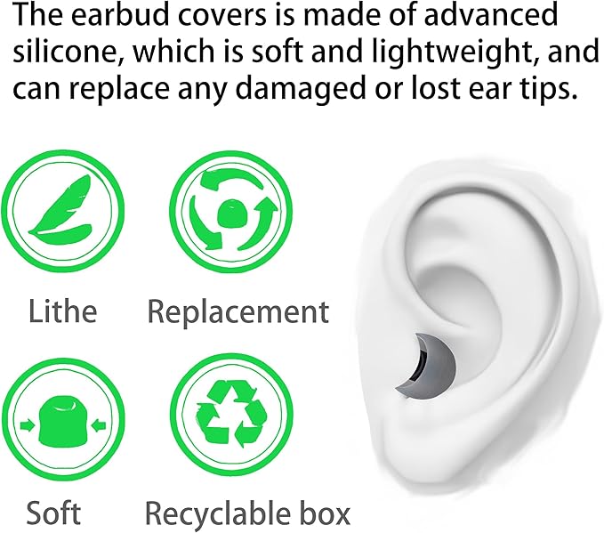 Earbud Replacement Tips Silicone Earbud Tips Ear Tips Fit Most in-Ear Earbuds(Inner Hole 3.8mm -5.1mm) Headphone Earbud Rubber Tips Eartips 9 Pairs S M L