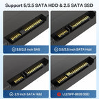 USB-C Hard Drive Docking Station, 2.5"/3.5" Inch SATA Enclosure with Cable, Speed up to 5Gbps, Tool-Free USB 3.0 to SATA External Hard Drive Dock with 12V/2A Power. Support up to 24TB