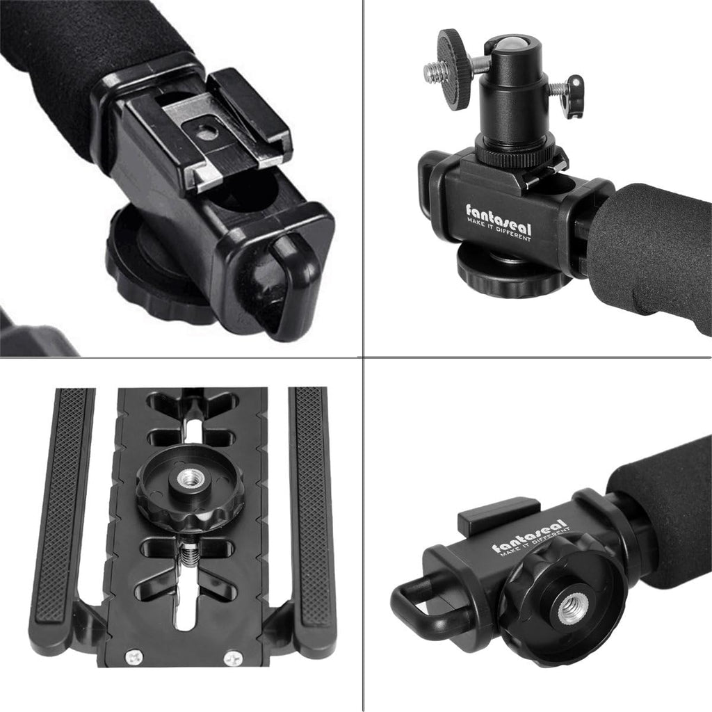 Fantaseal 4in1 DSLR/Mirrorless/Action Camera +Camcorder +Smartphone Stabilizer Holder We-Media YouTube Vlog Low Position Video Rig Mount Fit for GoPro Sony DJI OSMO Action Nikon Canon iPhone Samsung