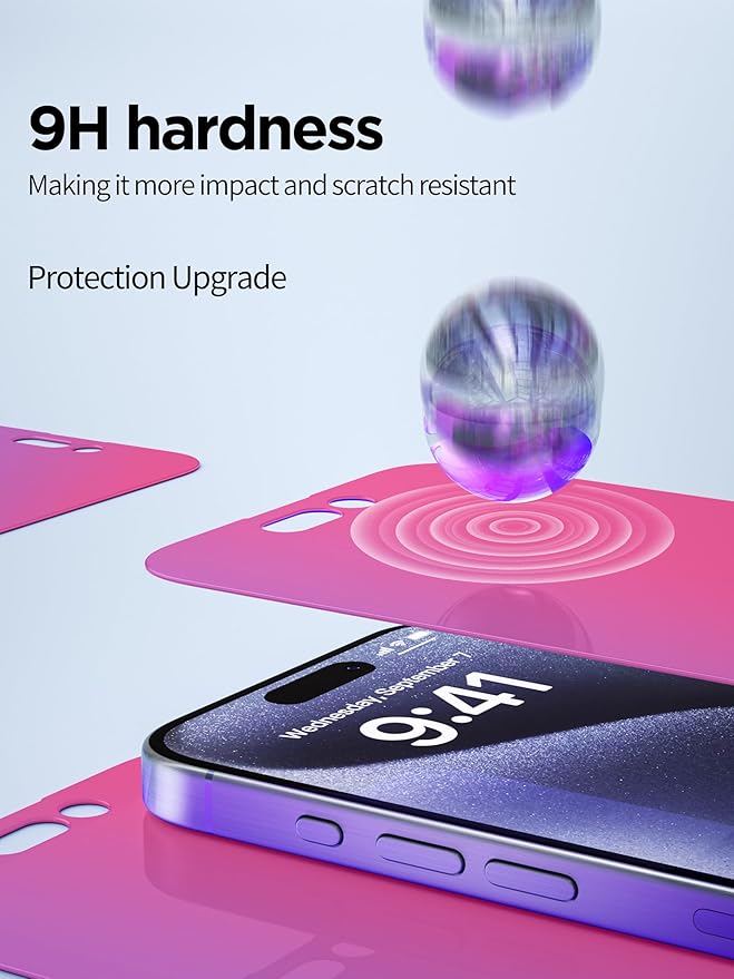 Compatible for iPhone 14 Pro Max Privacy Screen Protector Tempered Glass 6.7 Inch, Pink Gradient Anti Spy Anti Blue Light HD Easy Installation