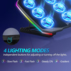 Laptop Cooling Pad, Gaming Laptop Cooler with 9 Quiet Fans, Laptop Cooling Stand for 12-17 Inch, Laptop Computer Fan with 5 Height Adjustable,2 USB Ports,1 Phone Stand