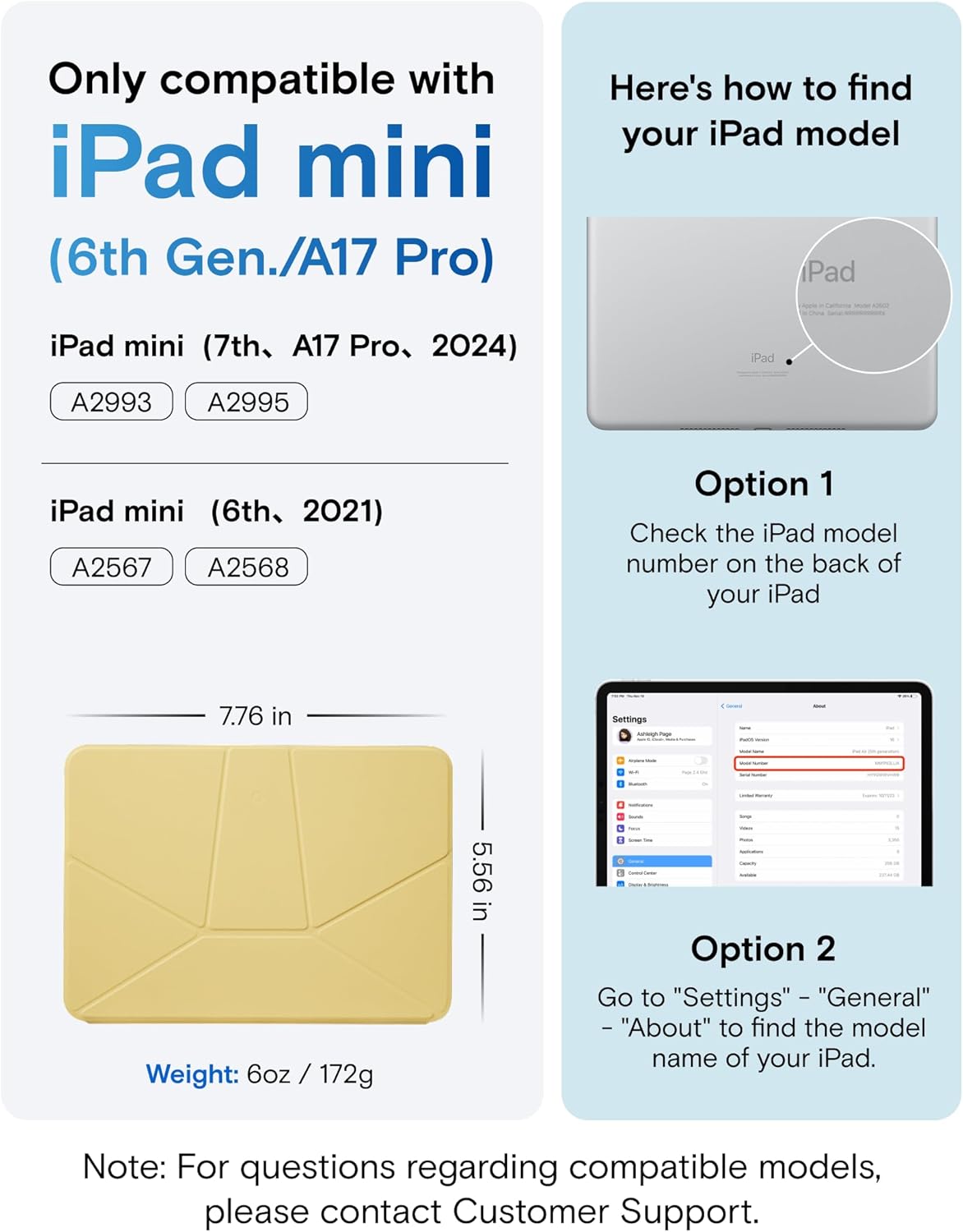 MOFT Dynamic Folio Case for iPad mini 7 A17 Pro (2024), iPad mini 6 (2021), Silm Magnetic Stand Case with 20+ Viewing Angles, Auto Wake/Sleep, Ultra Thin, Panna Cotta x Faded Jeans
