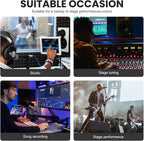 8 Channel Audio Interface Sound Board Mixing Console XLR 1/4 inch Jack USB Bluetooth Echo Delay Effect, Input 48V Phantom Power Stereo DJ Mixers for Podcasting