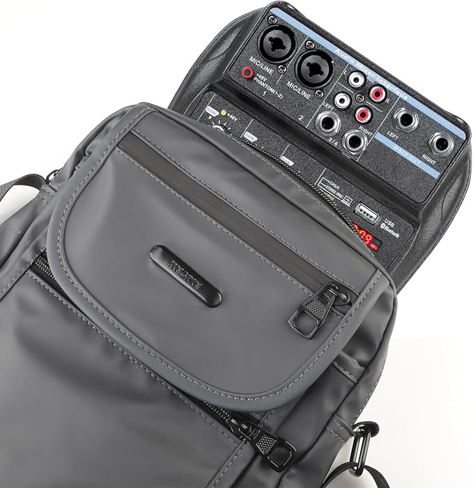 Dj Mixers 4 Channel Audio Mixer Sound Board with Bluetooth, Portable Usb Audio Interface with 48V Phantom Power Small Sounds Mixer Board with FX Delay Effect for Streaming