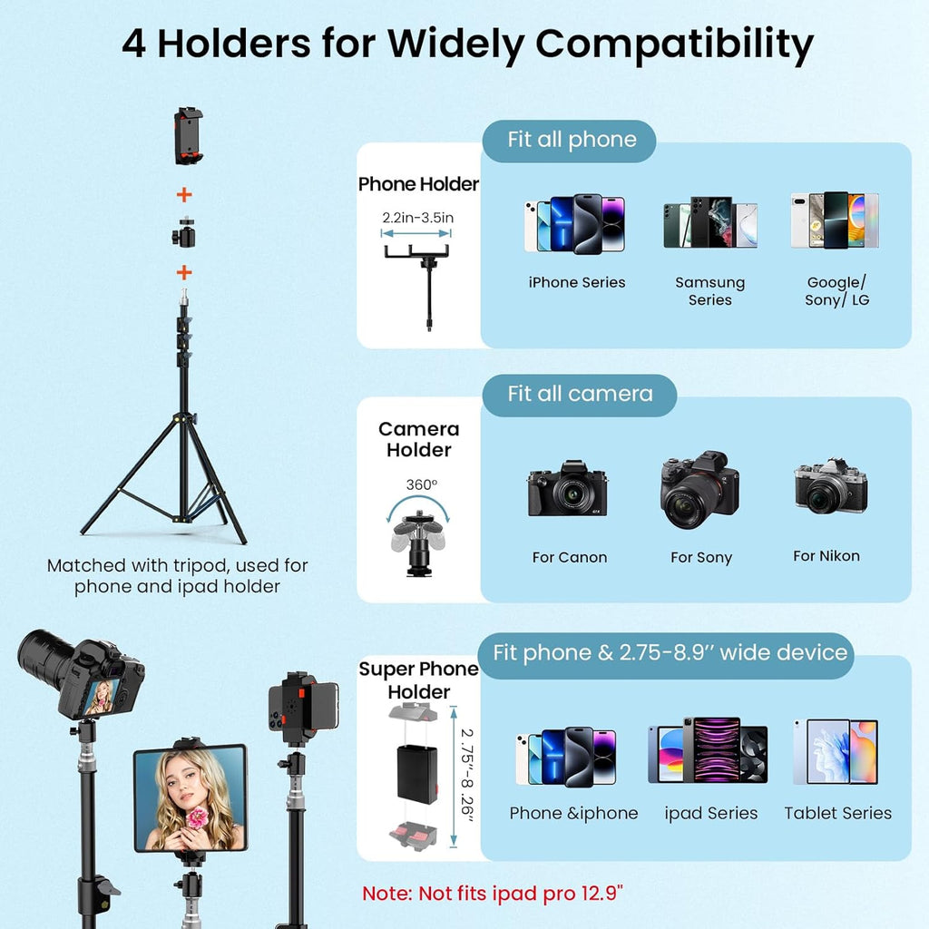 18" Large Ring Light with 60" Tripod Stand for iPhone, Portable Foldable Bi-Color 2500-6500K LED Big Ringlight for iPad with Bluetooth Remote Video Recording YouTube TikTok Photography Makeup