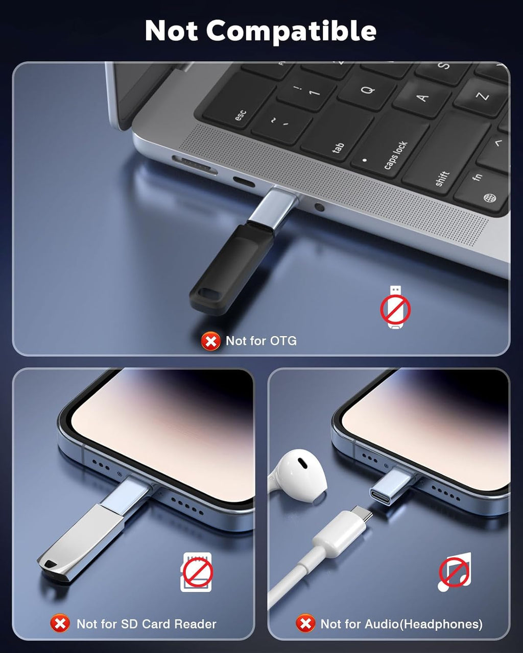 MoKo USB C to Lightning Adapter, Not for Audio/OTG, Lightning Male to USB C Female Adapter for iPhone 14/13/12/11/X Series, iPad/AirPods, Support Charging & Data Sync, with Anti-Lost Loop, Gray