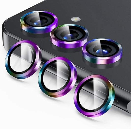 Korecase for Galaxy S25 Plus Camera Lens Protector, 9H Tempered Glass Anti Scratch Camera Screen Protector Shockproof Film Metal Ring Lens Protector for Galaxy S25+Plus,Colorful