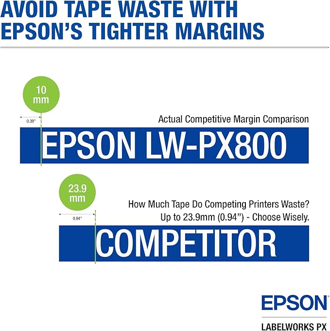 LABELWORKS Epson LW-PX800 Industrial Wireless Label Maker - Desktop Label Printer Compatible with Large Variety of Tape Types