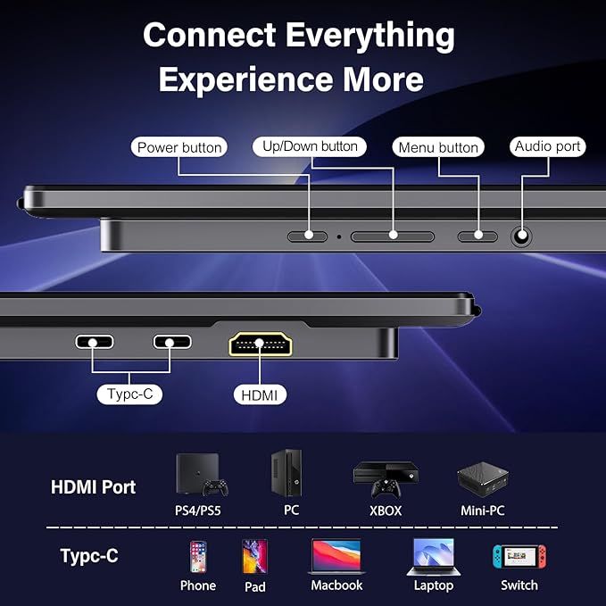 InnoView 23.8 Inch 2K 100Hz Large Portable Monitor ∆E<2 100% sRGB Fast IPS Portable Gaming Monitor QHD w/180° Adjustable Stand USB-C HDMI Laptop Monitor for PS5/4 Desktop MacBook Switch Xbox 2560X1440