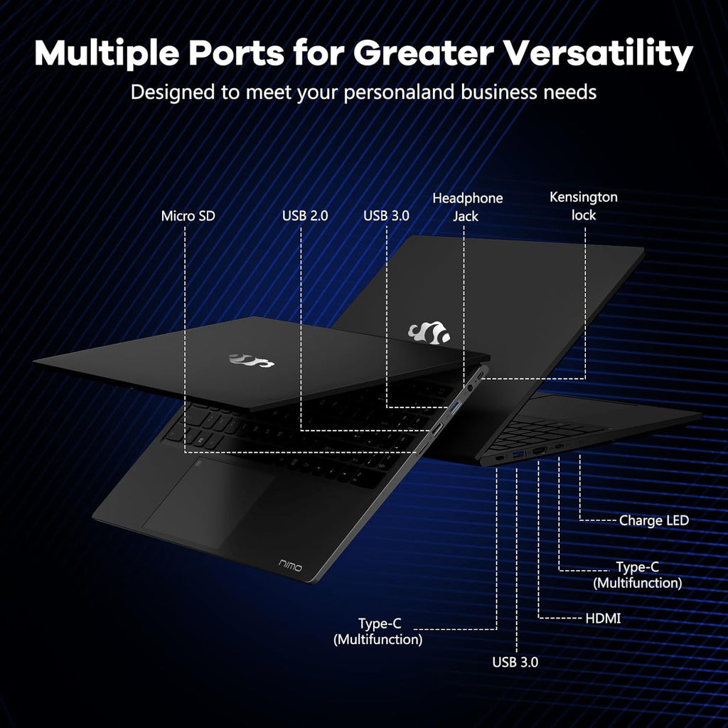 NIMO 15.6" IPS FHD-Gaming-Laptop, AMD Ryzen 5 6600H 6 Cores 64GB DDR5 RAM 2TB SSD (Beat i7-1165G7, Up to 4.5GHz) Radeon 660M GPU-Computer with Backlit Keyboard 100W Type-C Fingerprint Win 11