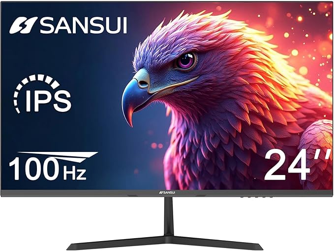 SANSUI 24 inch Monitor, IPS Display FHD Computer Monitor, 100Hz Monitor VESA Mount with HDMI Inputs for Home Office (HDMI Cable Included)