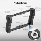 NEEWER Video Camera Cage Rig with Arca Type Base/Dual Grips/Expansion Holes/15mm Rods, Universal Stabilizer Compatible with Sony Canon Nikon DSLR/DSLM, Compatible with SmallRig Accessories, CA016