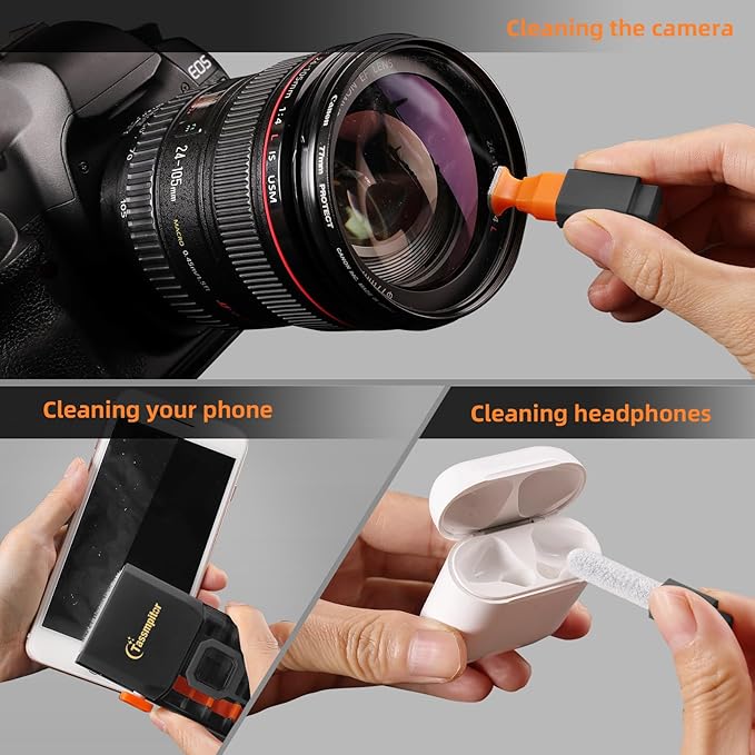 Keyboard Cleaning Kit Keyboard Cleaner, All in One Computer Screen and Laptop Cleaner, Compact Portable Electronic Laptop Cleaning Kit with Soft Brush and Spray for MacBook iPad iPhone Earbud, Black