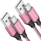 etguuds 6ft USB A to USB C Cable 3A Fast Charging, 2-Pack USB A to USB Type C Charger Cord for iPhone 16 15 Pro/Pro Max/Plus, for Samsung Galaxy S24 S23 S22 S21 S20 S10 A55 A54 Flip Note, Moto, Pink