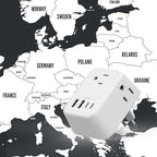 International Travel Adapter, Europe Travel Adapter with USB, Universal Travel Adapter (3 USB A & 1 Type-C) for The US to Most of Europe Iceland Spain Italy France Germany (Type E/F)