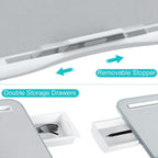Laptop Bed Tray Desk, Foldable and Adjustable Lap Table with Heights and Angles, Upgraded-Sturdy Laptop Lap Desk for Bed/Sofa/Couch/Floor (2 Drawers, X-Large, Grey)