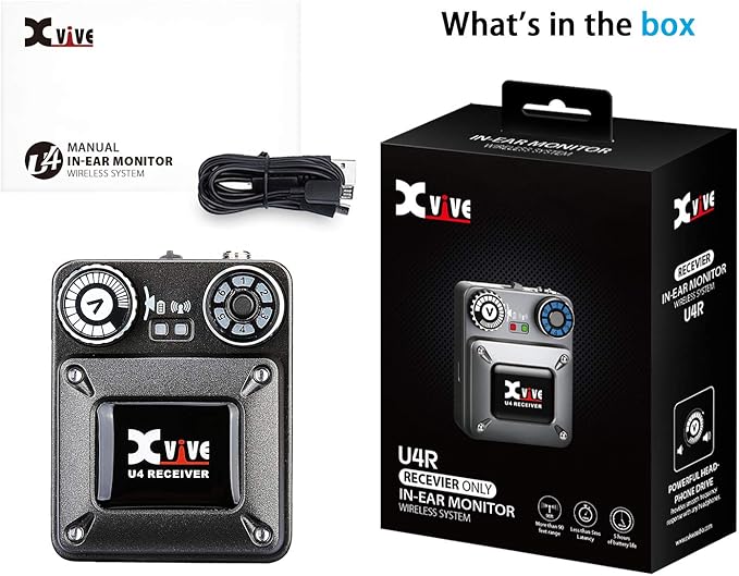 Xvive U4R Wireless in-Ear Monitor System Receiver for Studio, Band Rehearsal, Live Performance (U4R Only)