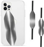 Phone Grip Strap - Pack of 2 Reversible Finger Holder for Phone Back, Customizable Anti-Slip Design, Wireless Charging Compatible Detachable Holder for iPhone - Metallic Silver