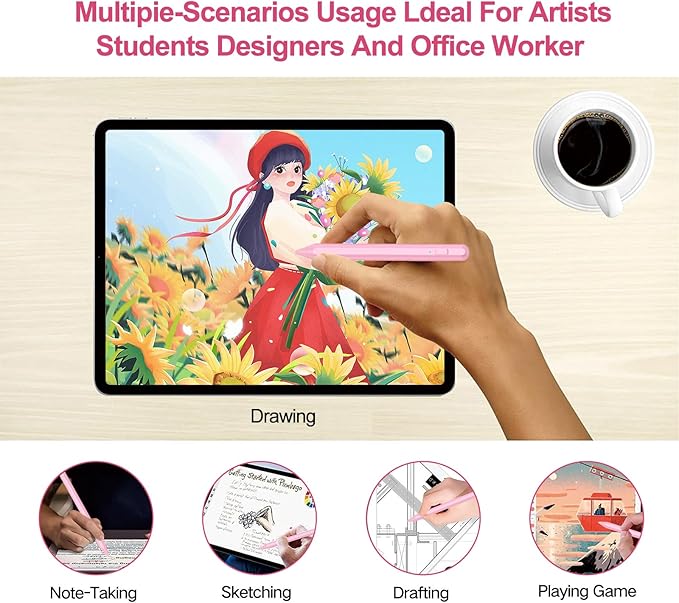Stylus Pen for iPad 2018-2025 with Palm Rejection, Apple Pencil for Pad11th/10th/9th/8th/7th/6th Gen, iPad Pro 11/12.9 inch, New iPad Air 2025 11&13-inch(M3/2) /5th/4th/3th Gen, iPad mini 6th/5th
