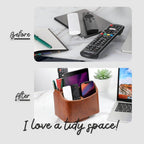 Remote Control Holder, Spinning Desk Organizer, Nightstand Bedside Caddy for TV Remotes/Tablets/Phones/Eyeglasses/Books/Pens - Brown