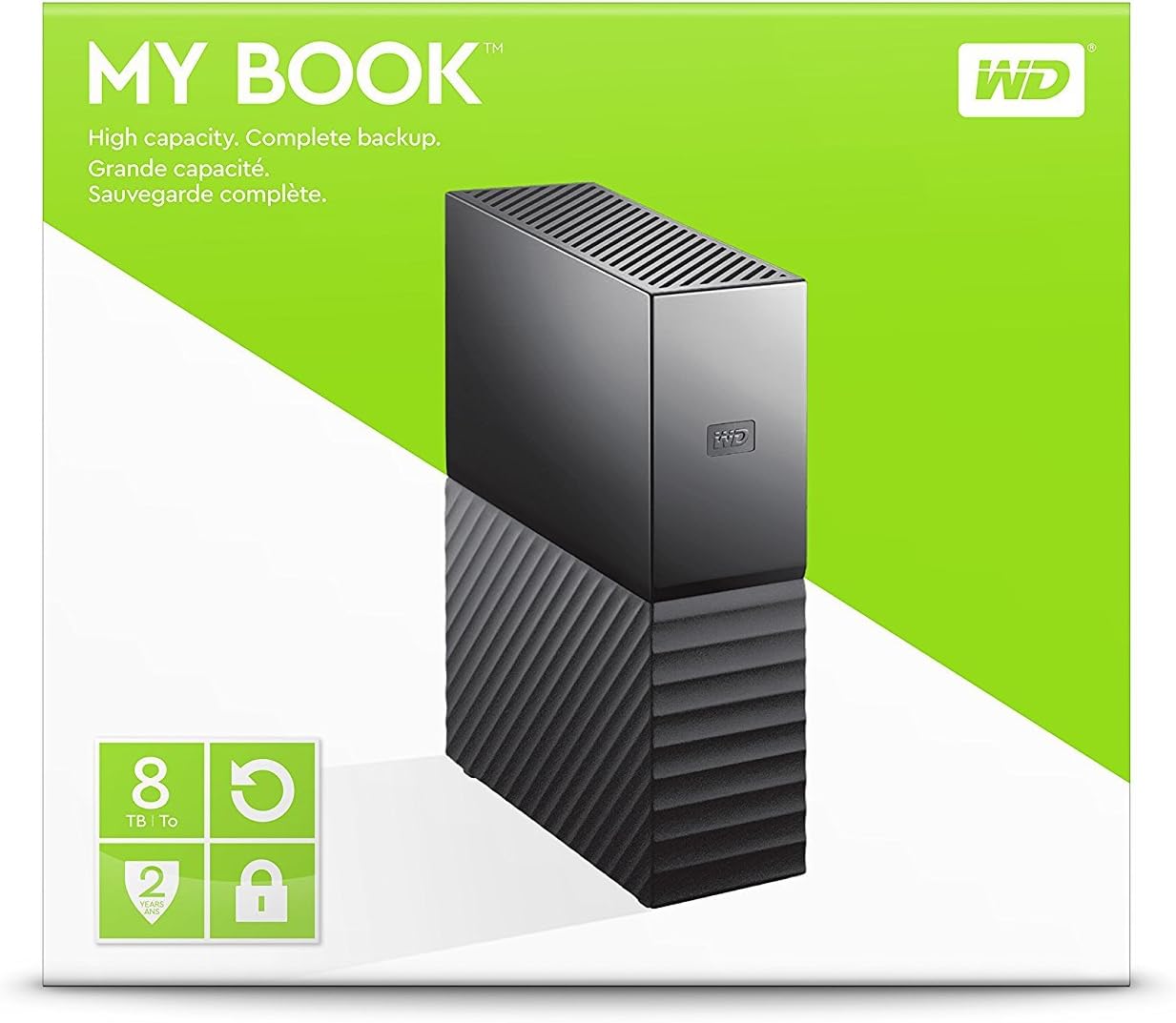 Western Digital 8TB My Book Desktop External Hard Drive, USB 3.0, External HDD with Password Protection and Backup Software - WDBBGB0080HBK-NESN