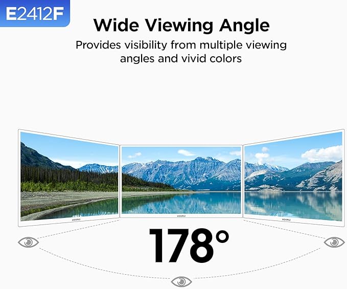KOORUI 24-inch Computer Monitor Full HD 1920 x 1080p 100Hz VA Display 3000:1 Contrast Ratio with HDMI VGA, Three-Sided Slim Bezels, Freesync, 100 x 100 mm VESA Mountable, Ergonomic Tilt, Black