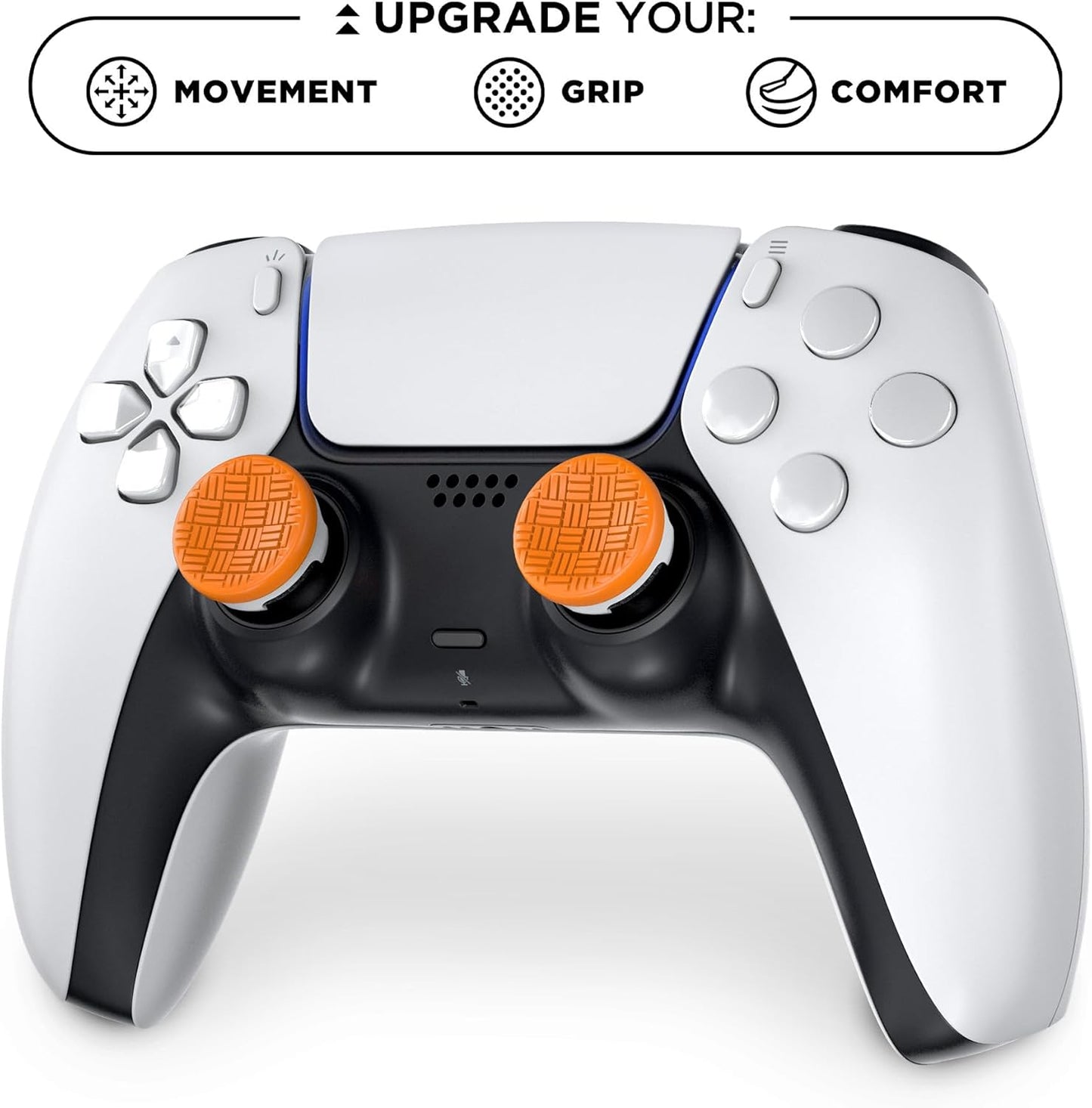 KontrolFreek Omni for PlayStation 5 (PS5) and PlayStation 4 (PS4) | Performance Thumbsticks | 2 Low-Rise Concave | Orange/White