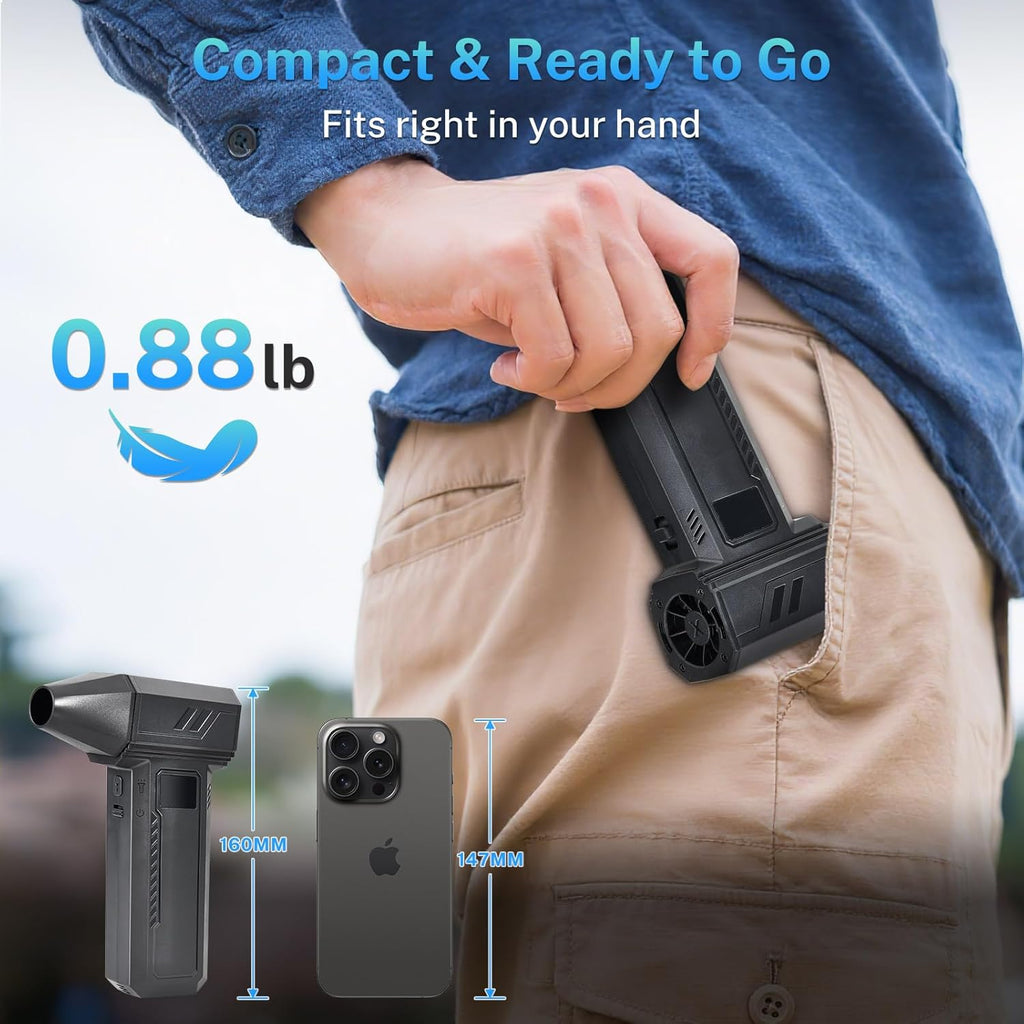 2-in-1 Electric Compressed Air Duster & Car Vacuum Cleaner - 130000RPM High Power Air Blower with LED Light 100-Gear Rechargeable Strong Keyboard Cleaner for PC, Laptop, Home, Car - Black