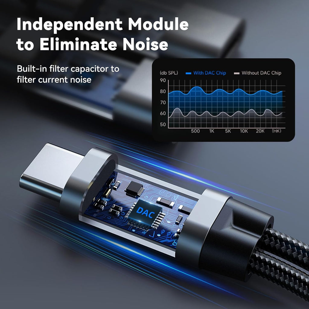 USB C Splitter,1 in 2 Out Dual USB C Type Headphone and 60W PD Charger Audio Adapter,Hi-Fi Sound Quality Type C Headphone Adapter and Charging Dongle Cable for Phone 16/15 Pro Max(USB-USB,5Pack)