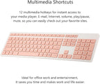 Wireless Keyboard and Mouse Combo, 2.4G Silent Cordless Keyboard Mouse Combo for Windows Chrome Laptop Computer PC Desktop, 106 Keys Full Size with Number Pad, 1600 DPI Optical Mouse (Pink)