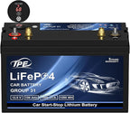 TPE BCI Group31 Car Start Stop System LiFePO4 Lithium-ion Battery 12.8V 100AH 1500A 1280WH Lightweight High Performance Battery Level Display Dual Port