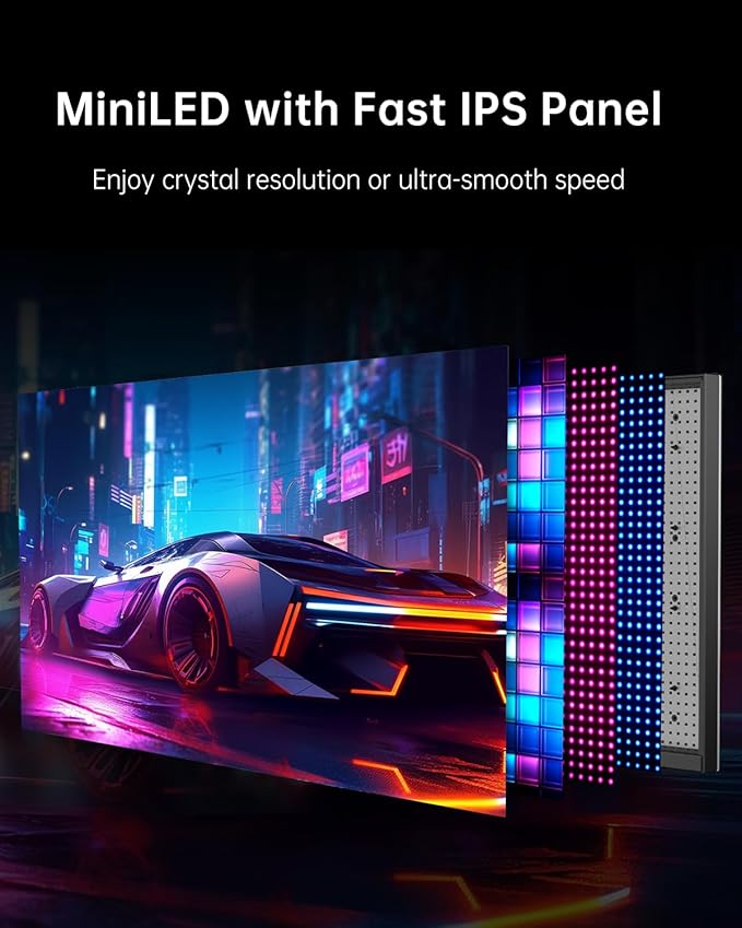 KTC 27 Inch Dual Mode Mini LED Monitor - 4K UHD at 160Hz & 1080P FHD 320Hz Gaming Monitor, 65W Type-C Port, HDR1400 Fast IPS Panel, Adaptive-Sync, HDMI 2.1 & DP 1.4, Height Adjustment, VESA Wall Mount