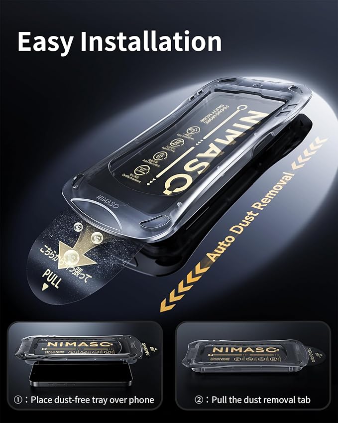 NIMASO for iPhone 16e/13 Pro/13/14 Screen Protector, 2 Pack HD Clear Tempered Glass Screen Protector for iPhone 16e, Automatic Dust Removal, Instant Installation(6.1 inches)