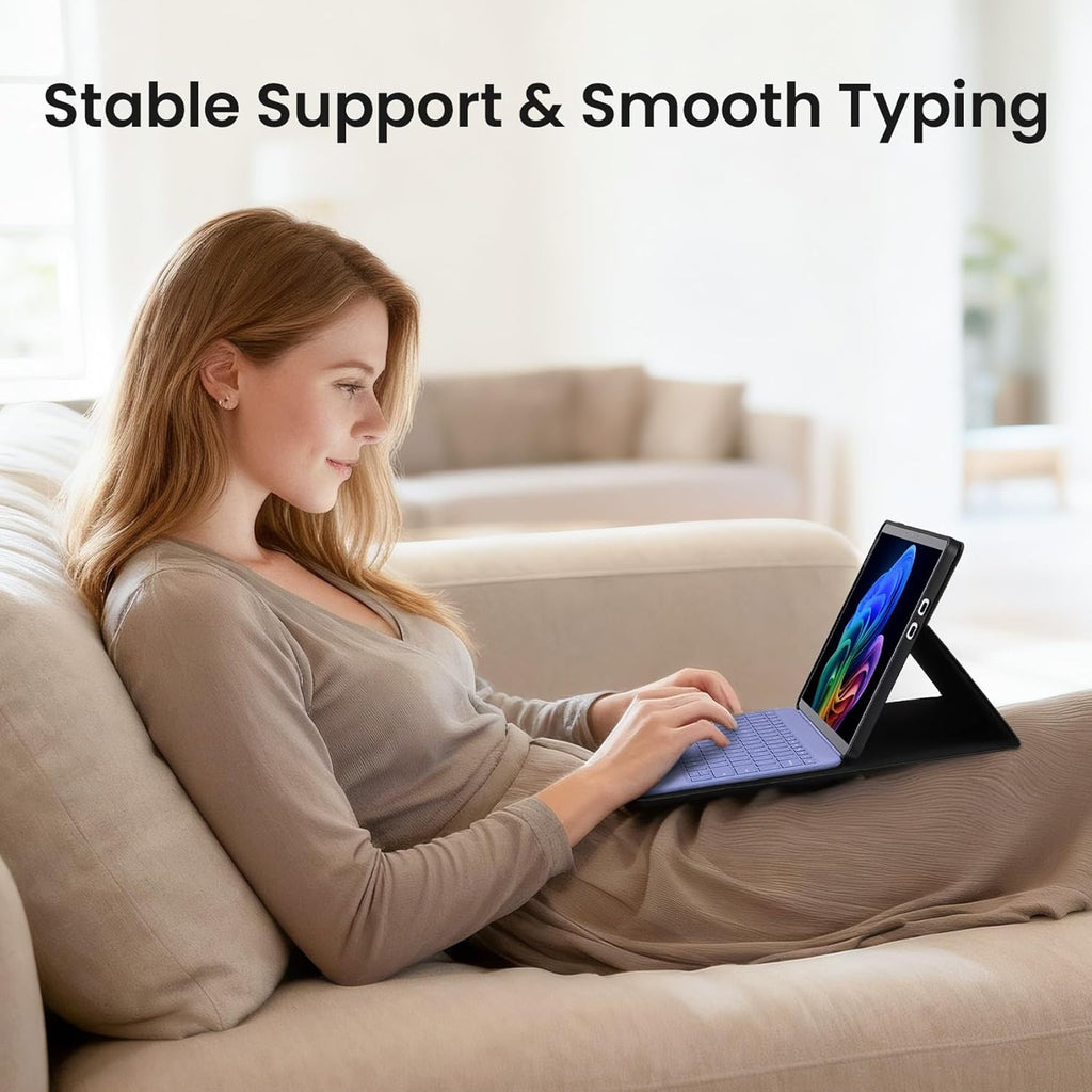 Omnpak Case for Microsoft Surface Pro 12" 2025, Lightweight Protective, Multiple Angle Viewing, Stylus Holder, Compatible with Type Cover Keyboard