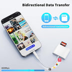 Lightning and USB C SD Card Reader for iPhone iPad Mac Android Phone Laptop, 3 in 2 Memory Card Reader Supports Compact Flash SD Micro SD CF Card, Digital Camera Adapter Plug and Play