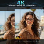 TONGVEO 4K PTZ Conference Room Camera System AI Auto-Tracking 20x Zoom 4K PTZ Camera USB3.0 HDMI LAN outputs and Bluetooth Speakerphone with Microphone for Large Remote Meeting