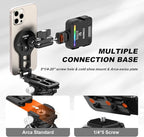 COMAN DP55 Magnetic Phone Tripod for iphone, Foldable Magnetic Mini Tripod Pocket Cell Phone Stand with Arca-Swiss, 1/4'' Screw Hole, Cold Shoe Mount, Compatible with Magsafe for iPhone 16/15/14/13/12