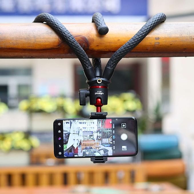 ULANZI Camera Tripod, Mini Flexible Stand w Hidden Phone Holder w Cold Shoe Mount, 1/4'' Screw f Magic Arm, Universal f iPhone 16 15 14 Pro Max XS Max X 8 Samsung Canon Nikon Sony DJ Pocket 3 Cameras