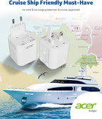 Acer US to Europe Plug Adapter, Universal Travel Adapter, International Power Adapter for USA to Europe UK France Germany Spain Ireland Australia (Type C/G/A/I),White