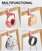 Foldable Headphone Stand and Hook – Aluminum Headset Holder Clamp Mount Under Desk, Universal Fit for Gaming Headphones, Space-Saving Hanger Organizer