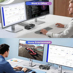 Dual Monitor HDMI KVM Switch, 2 Computers 4K60Hz Dual Monitor KVM Switches for Dual PC or Laptops,4 USB 3.0 Ports Support Extended/Copy Mode with DC 12V Adapter&Wired Controller