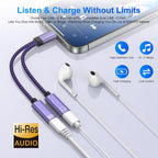 USB Type C Splitter 2 in 1 USB C Headphone and Charger Adapter Audio Dongle Cable with PD 60W Fast Charging for Samsung Galaxy A17 A16 A15 A56 S25 S24 S23 S22 S21 iPhone 17 16 15 Pro Max Pixel 10 9 8
