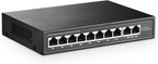 YuLinca 10 Port Mini Gigabit PoE Switch with 8 PoE+ Port, 2 Gigabit RJ45 Uplink, 10/100/1000Mbps, IEEE802.3af/at, Max 120W, Metal Fanless Plug & Play Ethernet Switch