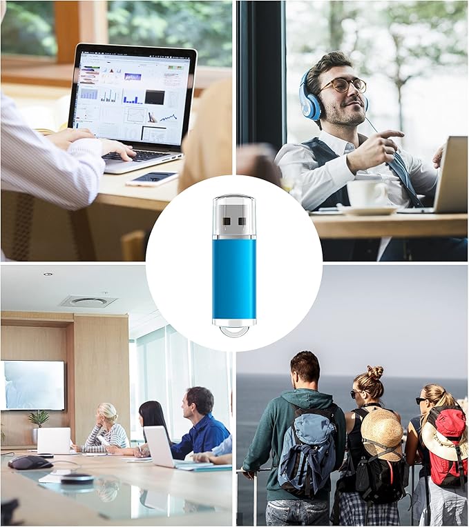 TOPESEL 2 Pack 64GB USB 3.0 Flash Drive High Speed Thumb Drive Memory Stick Jump Zip Drive for PC laptops, Tablets, TVs, Car Audio, Blue