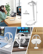 VICHYIE Headphone Stand for AirPods Max, Headset Holder with Aluminum Supporting Rod, Heavy Base Desk Stand Headphones Support Accessory for All Headphones - Silver White