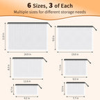 Umriox Zipper Mesh Document Pouch, 6 Assorted Size (Black, 18 Packs), Clear Zipper Pouches, Waterproof Travel Pouch for Office Supplies, Puzzles, Board Games and Craft Projects