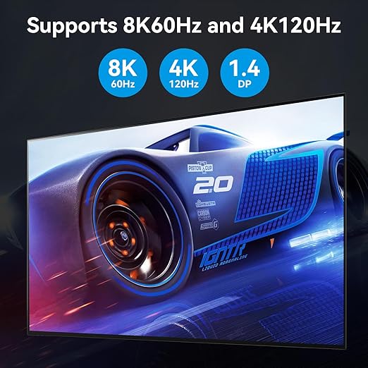 8K Displayport KVM Switch 3 Monitors 2 Computers 4K 120Hz DP KVM Switches Triple Monitor for 2 PC Share 4 USB 3.0 Ports Support Extended & Copy Display Mode Wired Controller and 12V Adapter