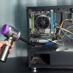 PeroBuno Electric Air Duster, Mini Vacuum Cleaner Cordless, 2-in-1, 200000RPM, 35mins Runtime, Rechargeable Outdoor Blower with 3 Gear for Car Computer Keyboard Cleaning