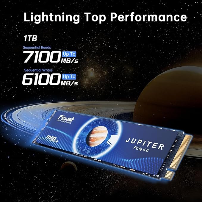 FX991 M.2 SSD 1TB NVMe SSD M2 2280 PCIe Gen 4x4, Read Up to 7100MB/s, Internal Solid State Drive for PS5 Laptop Desktop 3D QLC NAND