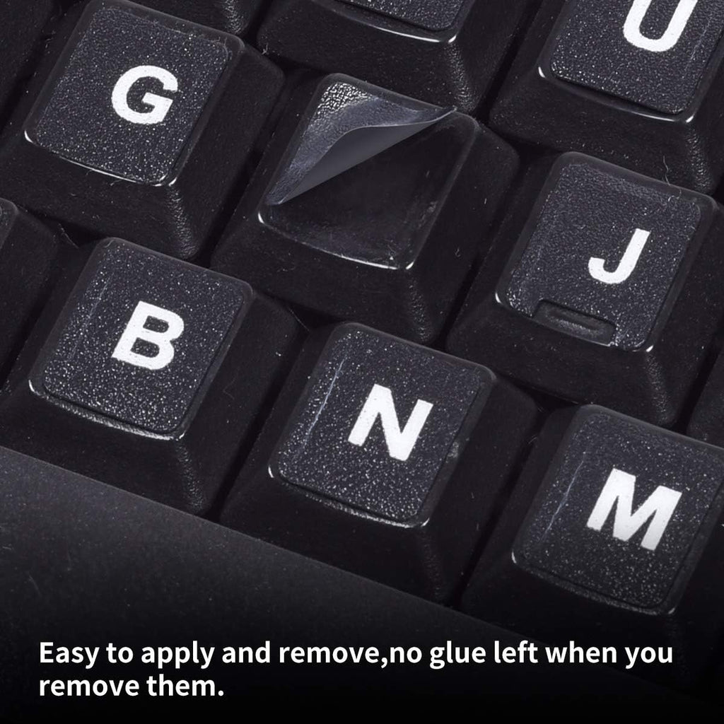 2PCS English Keyboard Letters Replacement Stickers, Large Print Bold White Font on Black Background US Keyboard Letter Stickers for Laptop Desktop Computer Keyboard Alphabet Stickers